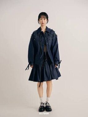 NWT Cecilie Bahnsen Oprah Skirt in Denim Applique UK6